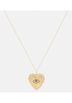 Ileana Makri 18kt gold necklace with diamonds and tsavorites