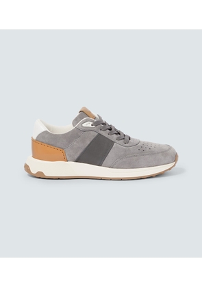 Tod's Leather-trimmed suede sneakers