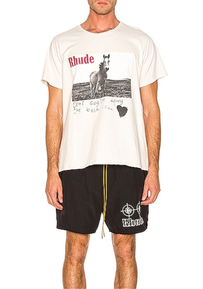 Rhude Horse Tee in White - White. Size S (also in L, M, XL/1X).