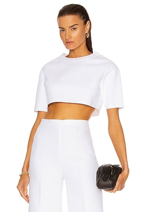 ALAÏA Viscose Short Sleeve Top in Blanc - White. Size 40 (also in ).