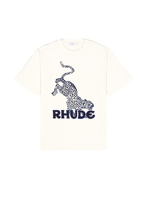 Rhude Leopard Tee 2 in Vintage White - White. Size M (also in L, S, XL/1X).