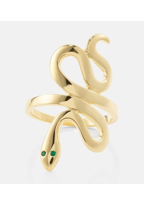 Ileana Makri 18kt gold ring with emeralds