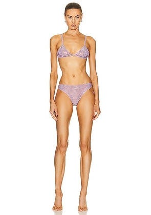 The New Arrivals by Ilkyaz Ozel Jeweled Lilac Bikini Set in Lilac - Lavender. Size 38 (also in ).