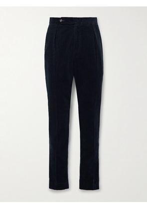Polo Ralph Lauren - Brad Slim-Fit Pleated Cotton-Corduroy Suit Trousers - Men - Blue - UK/US 28