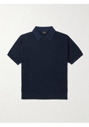 Brioni - Cotton, Silk and Cashmere-Blend Polo Shirt - Men - Blue - IT 46
