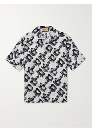 Gucci - Camp-Collar Printed Silk-Twill Shirt - Men - White - IT 46