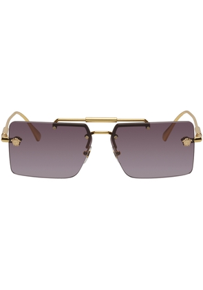 Versace Gold Medusa Rectangular Sunglasses