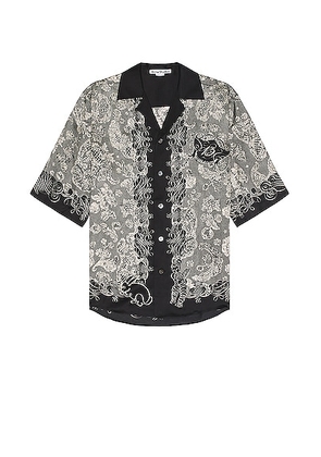 Acne Studios Short Sleeve Print Shirt in Black & Ecru - Black. Size 46 (also in 48, 50, 52).