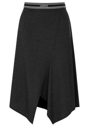 Loewe Asymmetric Wool Midi Skirt - Anthracite - 34 (UK6 / XS)
