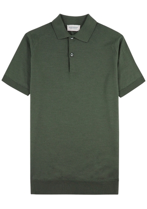 John Smedley Payton Wool Polo Shirt - Green - L