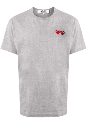 Comme Des Garçons Play double heart appliquéd T-shirt - Grey