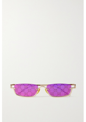 Gucci Eyewear - Gg Square-frame Gold-tone Mirrored Sunglasses - Purple - One size