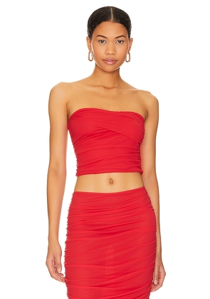Indah Niko Ruched Tube Top in Red. Size XL.