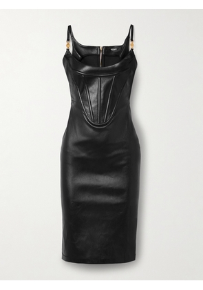 Versace - Embellished Leather Bustier Dress - Black - IT36,IT38,IT40,IT42,IT44,IT46