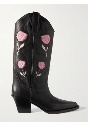 Paris Texas - Rosalia Embroidered Leather Cowboy Boots - Black - IT36,IT36.5,IT37,IT37.5,IT38,IT38.5,IT39,IT40,IT40.5,IT41,IT41.5,IT42
