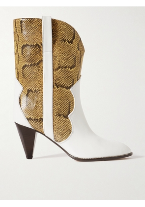 Isabel Marant - Witney Smooth And Snake-effect Leather Ankle Boots - White - FR36,FR37,FR38,FR39,FR40,FR41
