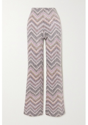 Missoni - Striped Sequined Metallic Crochet-knit Flared Pants - Gray - IT42