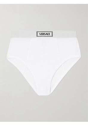 Versace - Ribbed Stretch-cotton Briefs - White - 1,2,3,4,5
