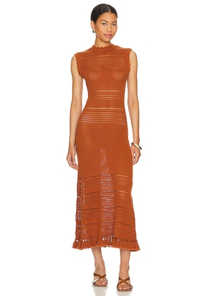MISA Los Angeles Amanda Dress in Rust. Size L, XS.
