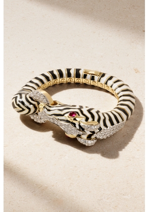DAVID WEBB - Zebra 18-karat Gold, Platinum, Diamond, Ruby And Enamel Bracelet - Multi - One size