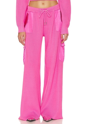 SER.O.YA Daph Knit Cargo Pant in Pink. Size L, M, XS.
