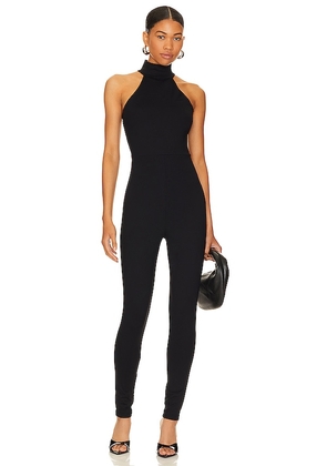 Susana Monaco Mock Neck Jumpsuit in Black. Size XL.