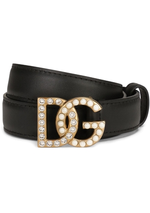 Dolce & Gabbana DG-logo embellished leather belt - Black