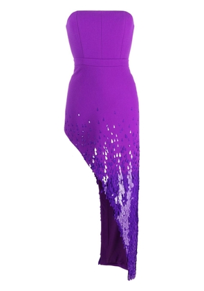 David Koma Gradient Payettes asymmetric strapless dress - Purple