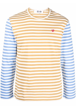 Comme Des Garçons Play logo-embroidered stripe-print T-shirt - Blue