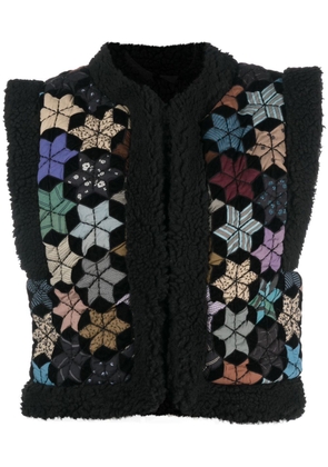 Sea patchwork-detail faux-shearling jacket - Black