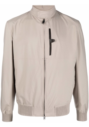 Brioni zip-up leather jacket - Neutrals
