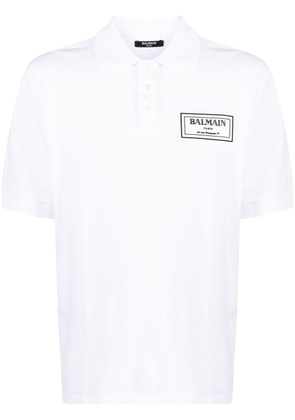 Balmain logo-patch polo shirt - White