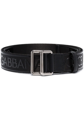 Dolce & Gabbana logo print buckled belt - Black