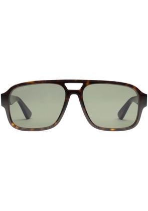 Gucci Eyewear tortoiseshell-effect navigator-frame sunglasses - Brown