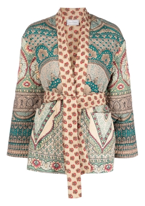Pierre-Louis Mascia quilted patterned belted jacket - Neutrals