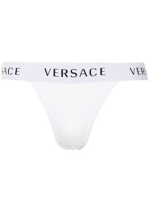 Versace logo waistband thong - White