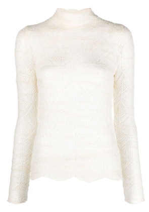 Co zigzag-edge open-knit jumper - White