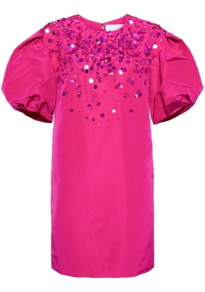 Carolina Herrera sequin-embellished puff-sleeve minidress - Pink