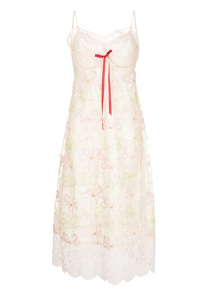 Simone Rocha bow-embroidered tulle slip dress - Pink