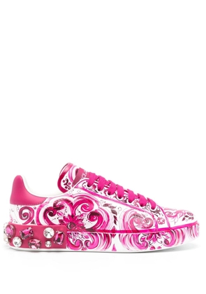 Dolce & Gabbana Pre-Owned Portofino Majolica-print sneakers - Pink