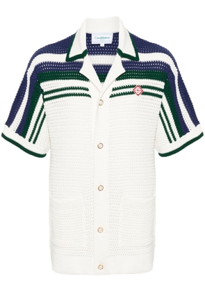 Casablanca striped crochet-knit shirt - White