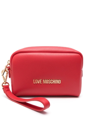 Love Moschino logo-plaque makeup bag - Red