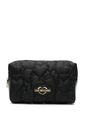Love Moschino heart-quilted makeup bag - Black