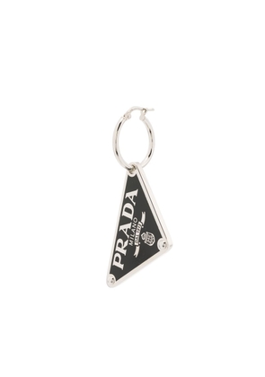 Prada logo-plaque sterling silver earring - Black