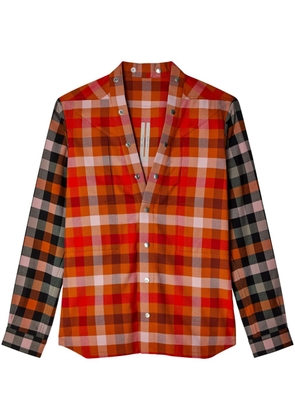 Rick Owens check-print panelled shirt - Orange
