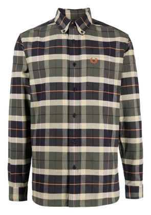 Fred Perry logo-embroidered plaid cotton shirt - Green