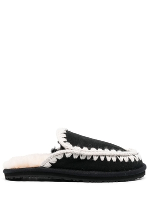 Mou braided shearling slippers - Black