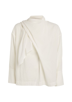 Issey Miyake Cotton Voile Draped Blouse