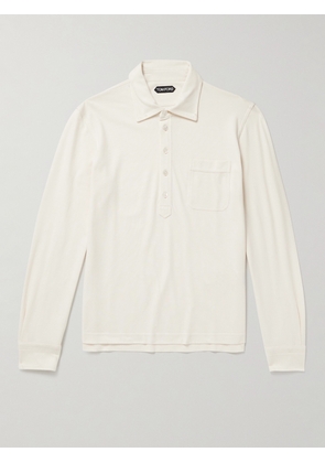 TOM FORD - Cotton and Silk-Blend Piqué Polo Shirt - Men - White - IT 48