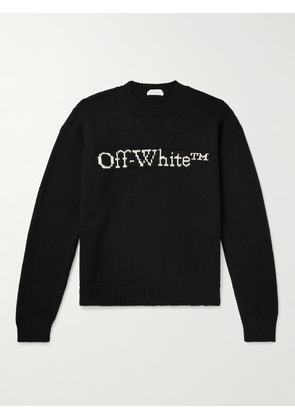 Off-White - Big Bookish Logo-Jacquard Wool-Blend Sweater - Men - Black - XS